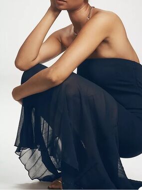 Anthropologie Strapless Twofer Pleated Midi Dress